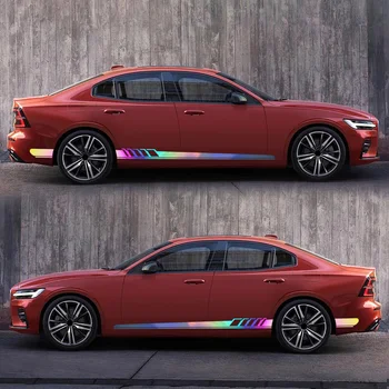 

Exterior Car Stickers Accessories Side Skirt Decor Wrap 225x11.5cm 2pcs