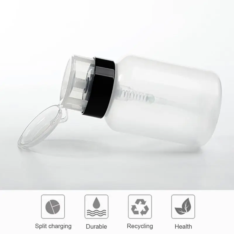1 Pcs 200ml Plastic Refillable Bottle Nail Polish Remover Alcohol Liquid Press Pumping Dispenser Art UV Gel Cleaner | Красота и