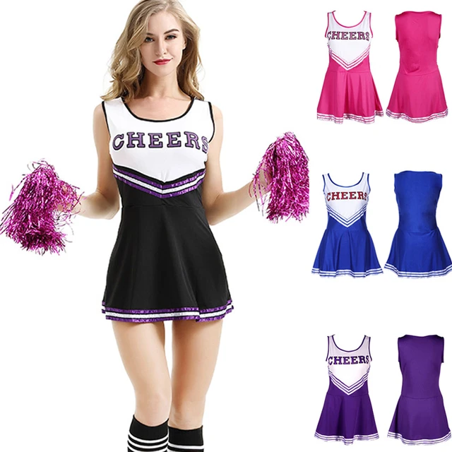 Top+skirt + Pompoms Ladies Cheerleader Costume Set Cheerleading School Girl  Outfits Cosplay Cheer Uniform Fancy Dress - Sexy Costumes - AliExpress