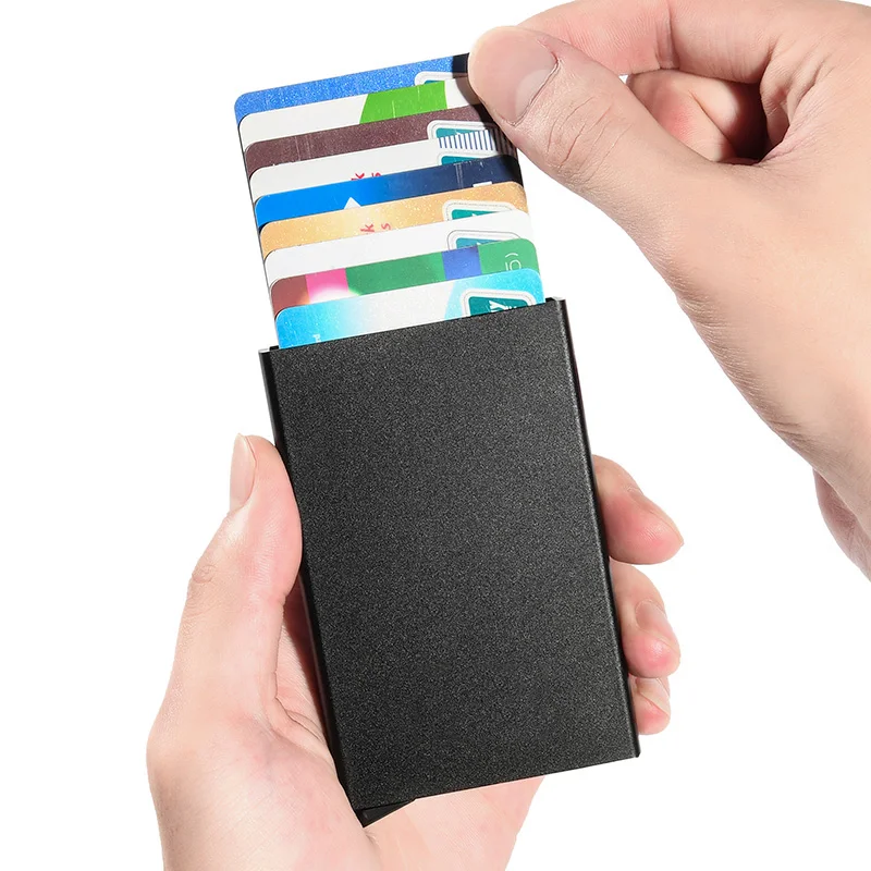 Выдвижной RFID-кошелек для хранения карт тонкий алюминиевый кошелек эластичная