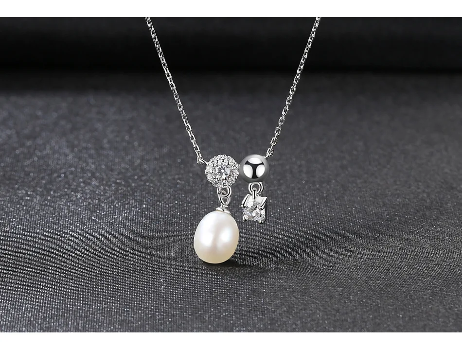 

S925 sterling silver pendant necklace clavicle chain freshwater pearl ladies accessories DS04