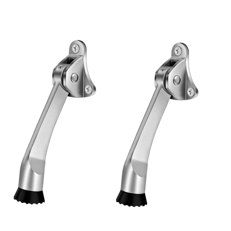 

EASY-Door Stopper, 2 Pack 4-Inch Kickdown Door Stop, Door Kickstand, Door Stopper Hinge, Metal Door Stopper with a Non-Slip Rubb