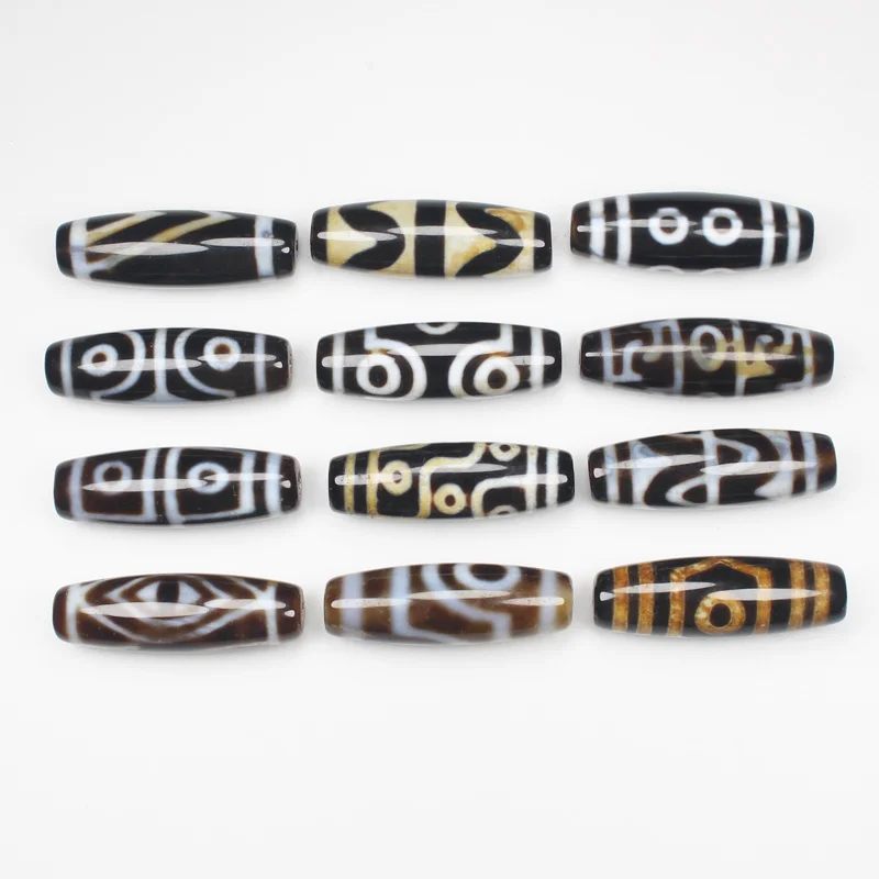 1pc 12x38mm Special Patterns Natural Tibetan Dzi Oval Beads Wholesale For DIY Jewellery Free Shipping ! | Украшения и аксессуары