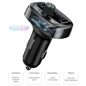 

Car FM Transmitter Bluetooth 5.0 Wireless Handsfree U Disk TF Card MP3 Player 3.4A Dual USB Charger