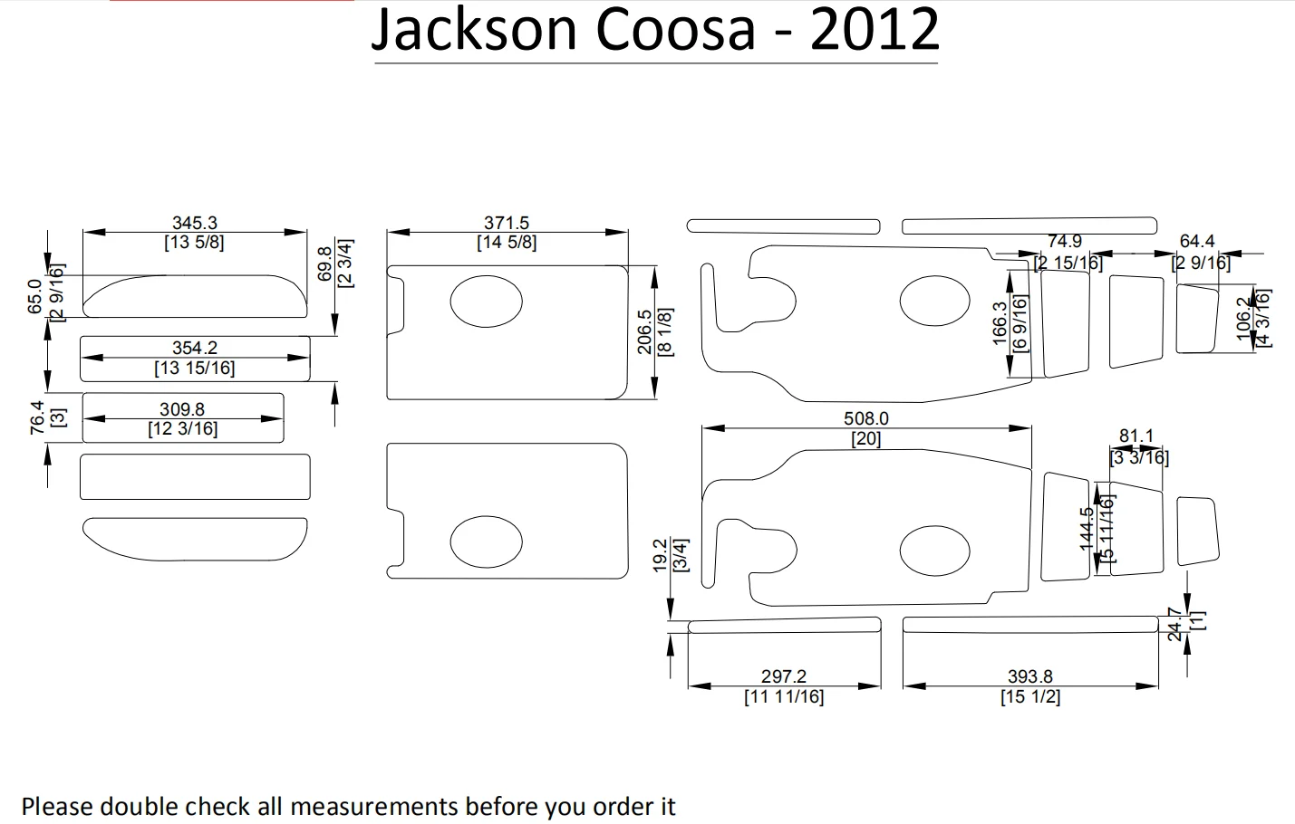 2012 Jackson Coosa Каяк Лодка EVA настил КОВРИКИ НАБОР 1/4"