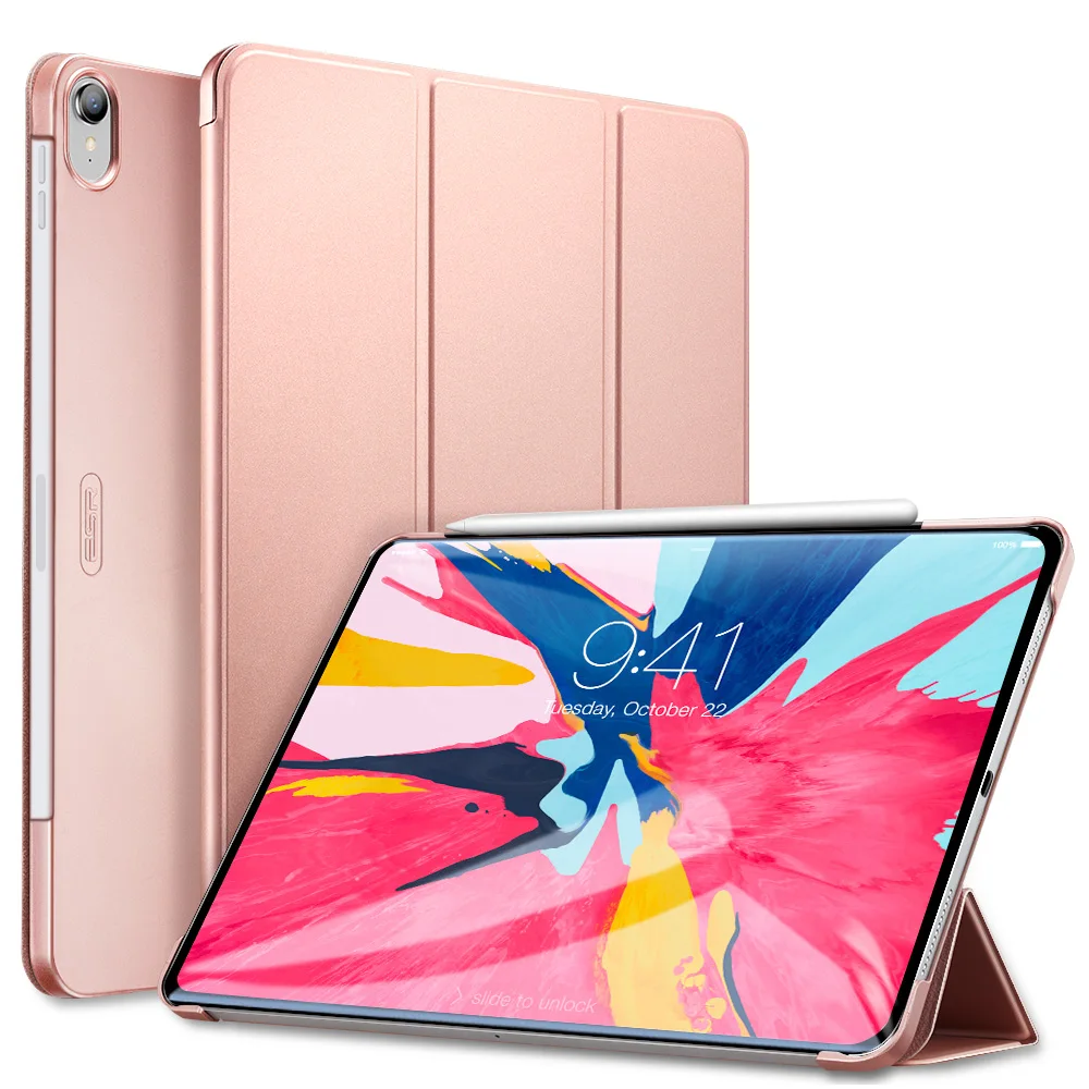 ESR Чехол для iPad Pro 11 крышка отделения для резинового масла искусственная кожа ультра тонкий светильник вес умный чехол прорезиненный чехол для iPad - Цвет: Rose Gold