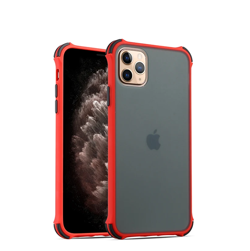Матовый противоударный чехол для Iphone 11 Pro Xs Max X Xr, Жесткий ПК, прозрачный чехол на заднюю панель для Iphone 7, 8, 6s, 6 Plus, противоударный чехол - Цвет: Красный