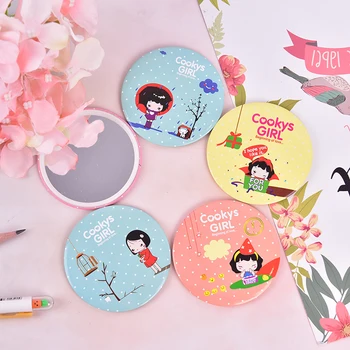 

1 Pcs Cute Girl Pattern Mirror Personality Fashion Portable Round Mirror Mini Makeup Mirror Gift For Women