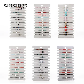 

Bohemian 12pcs/lot Shell Starfish Charms Braided Bracelet For Women Child Animal Adjustable Rope Chain Anklet Jewelry Gift