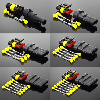 

2/5 sets Kit 2 pin 1/2/3/4/5/6 pin way AMP Super seal Waterproof Electrical Wire Connector Plug for car waterproof connector