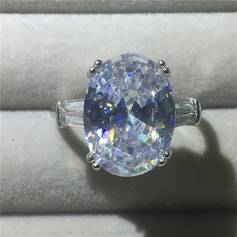 Oval cut Choucong, массивное кольцо, различные режущие AAAAA cz 925 пробы, серебряные обручальные кольца для мужчин и женщин, ювелирные изделия - Цвет основного камня: Oval cut