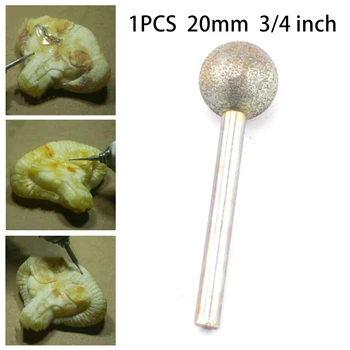 

20mm 3/4" Spherical Head Diamond Grinding Bit Round Ball Tipped Carving Burrs For Electronic Grinders, Crane Grinders Etc