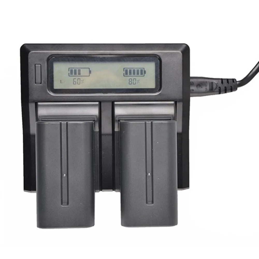 Двухканальное зарядное устройство для lcd дисплея Камера Батарея LCD Dual Charger AU для sony NP-F750 видеокамера батареи
