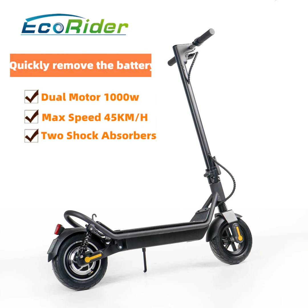 

EU Stock Electric Kick E Scooter Adult 1000w Dual Motor 10 Inch Mini Wheel Folding Vehicle Stand Up Escooter Mileage 45KM