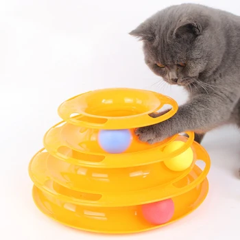 

3 Levels Pet Cat Toy Funny Tower Tracks Disc Cat Tracks Toys Training Intelligence Amusement Plate Cat Ball Toys For Cats Kitten
