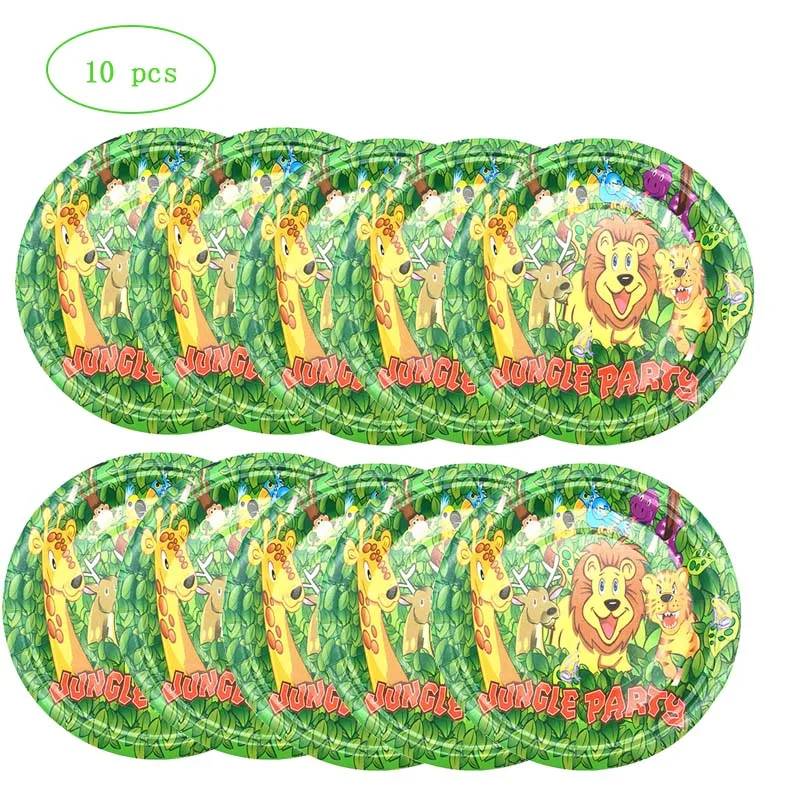 6pcs plates Джунгли вечерние животные бумажные тарелки для дня рождения вечерние украшения для детей одноразовые столовая посуда все для праздника свадебные украшения - Цвет: 6pcs plates