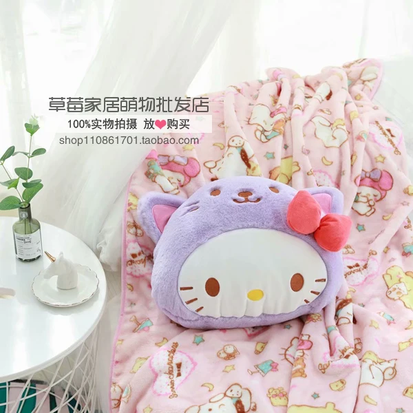 С принтом «Hello кitty» MyMelody Cinnamoroll PomPomPurin маленький Две звезды Подушка Одеяло 2 в 1: складной, стеганый Одеяло Наволочка на диванную подушку, декоративная подушечка