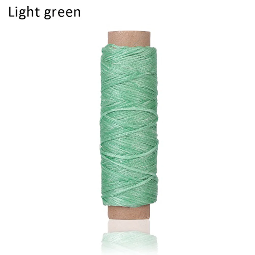 light green 30/100 м 1 рулон прочная вощеная нить Хлопковый Шнур струнный ремешок ручная строчка нить кожаный материал аксессуары инструмент для рукоделия - Цвет: light green