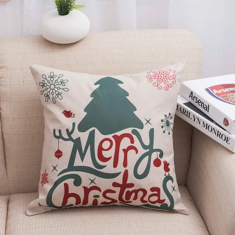 C MIHE 45x45 см хлопковый льняной Рождественский чехол для подушки, украшение для дома, наволочка для дивана, кровати, автомобиля, Наволочка на подушку для стула, Navidad, рождественский подарок - Цвет: C