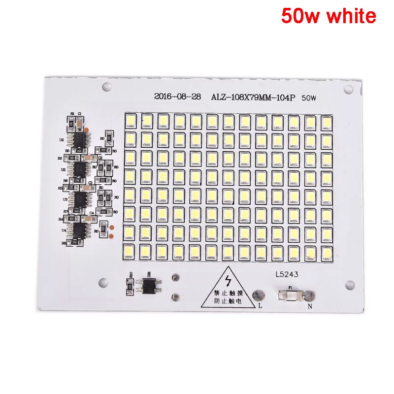 Светодиодный чип SMD2835 с бусинами, умный IC 220 В вход 10 Вт 20 Вт 30 Вт 50 Вт 100 Вт, сделай сам, для наружного прожектора, прожектор, холодный белый, теплый белый - Испускаемый цвет: 50W White