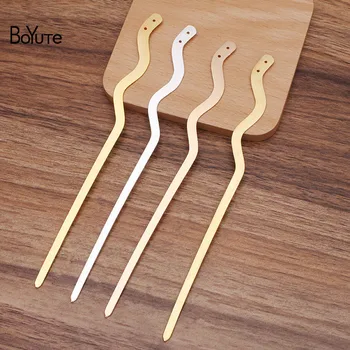 

BoYuTe (5 Pieces/Lot) 6*168MM Metal Brass Flat Hair Stick with Holes Handmade Diy Hair Accessories Materials
