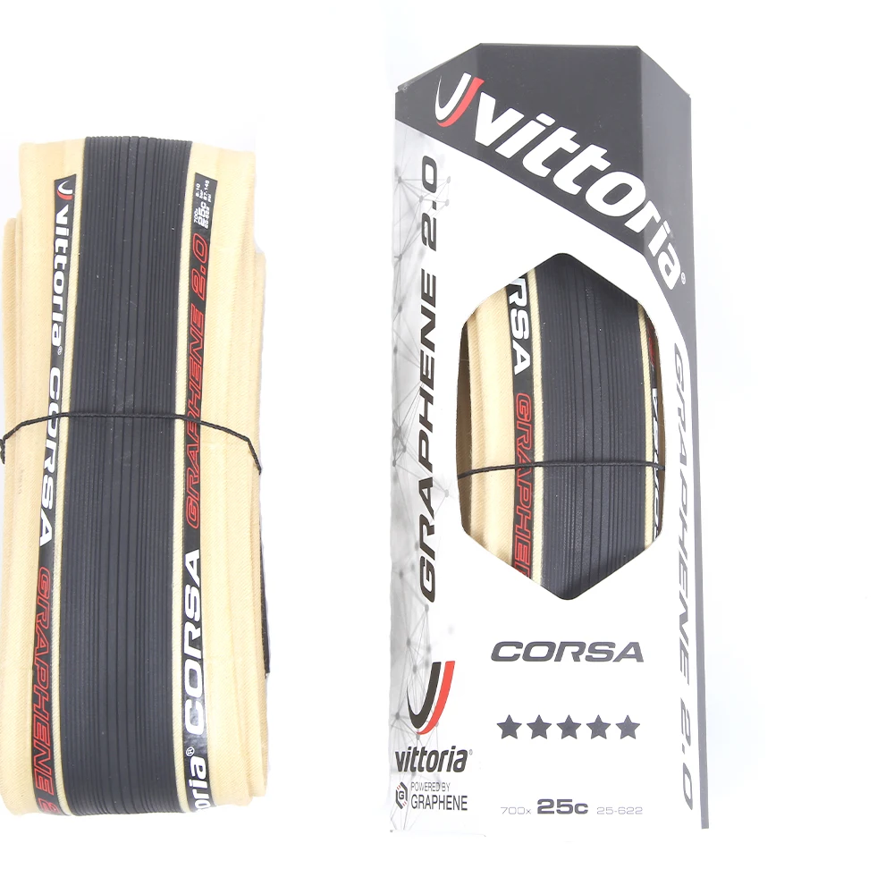 Skinwall/Black Vittoria CORSA G2.0 GRAPHENE Clincher Tire 700x23C 