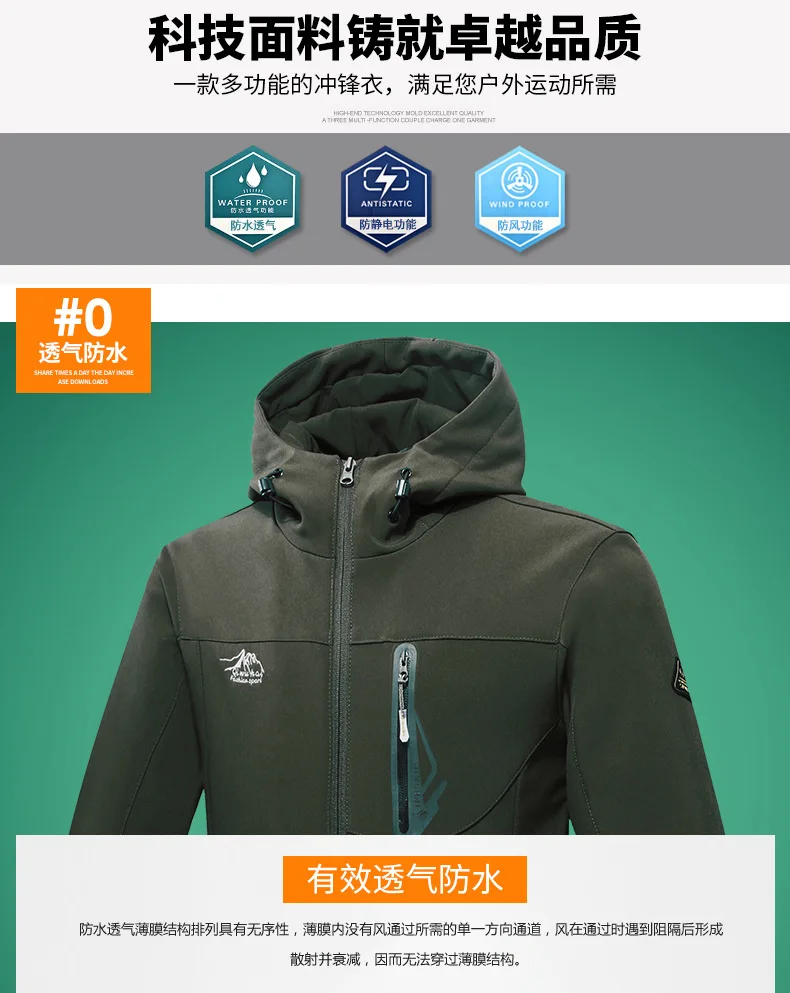 Хлопковое пальто для спорта на открытом воздухе; сезон осень-зима; пары; водонепроницаемая ветрозащитная дышащая мужская куртка для альпинизма; большие размеры
