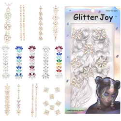 3D Crystal Forehead Headpiece Sticker Hair Jewels Face Body Gem Luminous Glitter Festival Shiny Diamond Temporary Tattoo Sticker