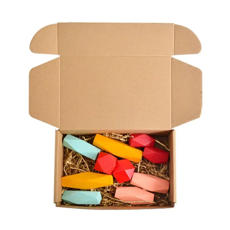 

10Pcs Children Wooden Colored Stone Stacking Game Building Block Educational Toy