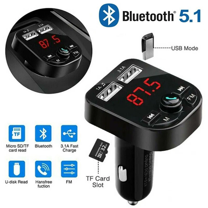 Bluetooth версия 5,1 стиль без потерь качество звука Автомобильный MP3-плеер fm-передатчики