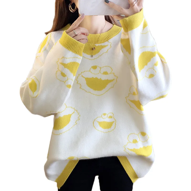 

New Fashion 2019 Frog Graphic Sweater Women Minimalist Knitted Woman Sweater Pullover Female Jersey Jumper Pull Femme C489