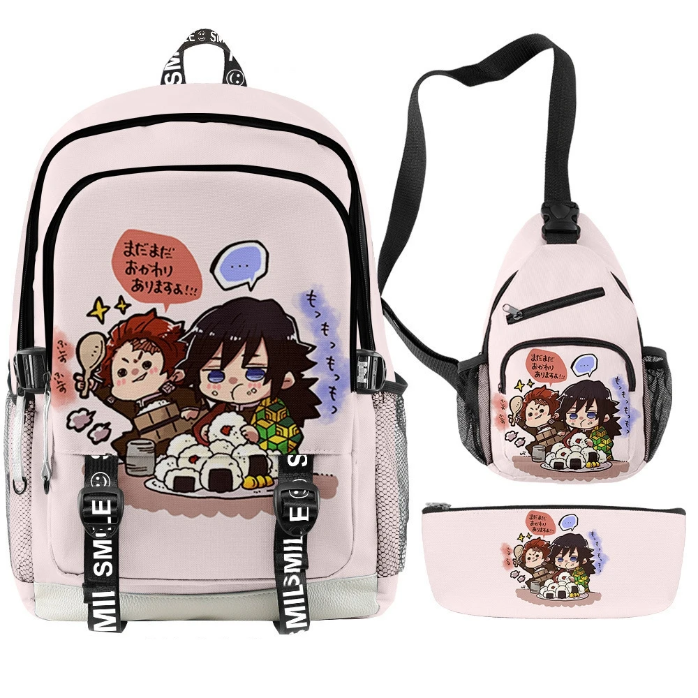 3-pz-set-3d-cartoopon-slayer-kimetsu-no-yaiba-zaino-borsa-kamado-tanjirou-borse-da-scuola-cosplay-tomioka-giyuu-nezuko-book-bag