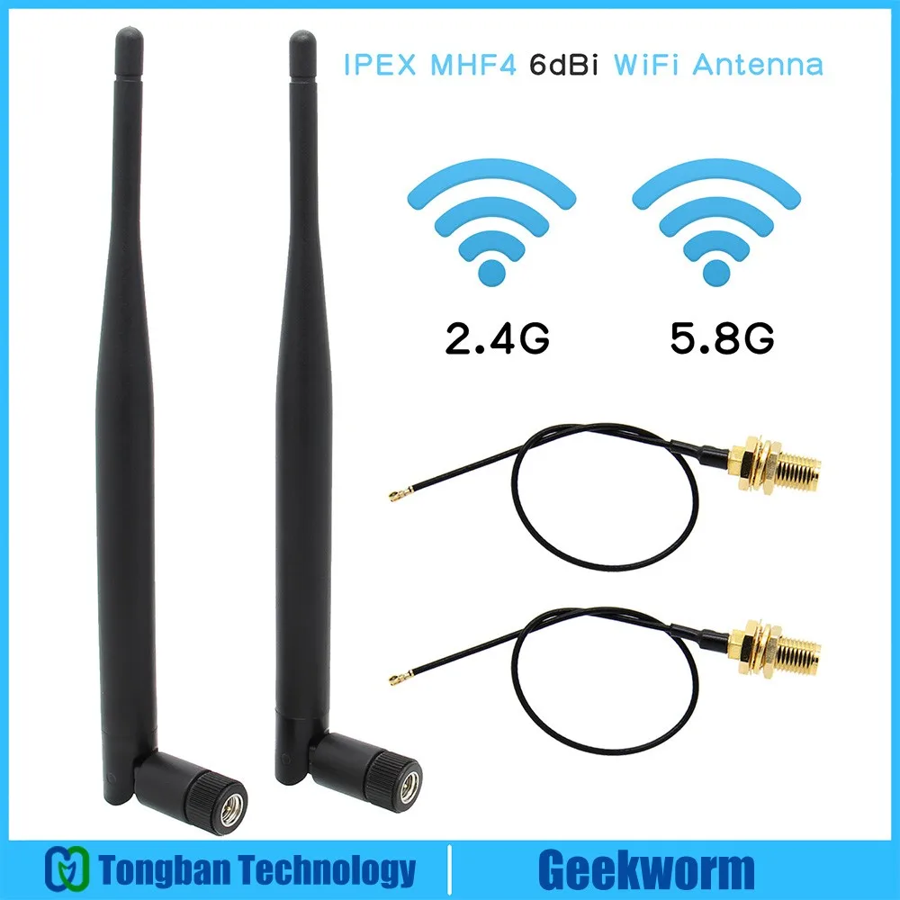 6dBi ANTENNE + Kabel RP-SMA M.2 IPEX MHF4 U.fl 2,4G 5Ghz WLAN - Foto 2