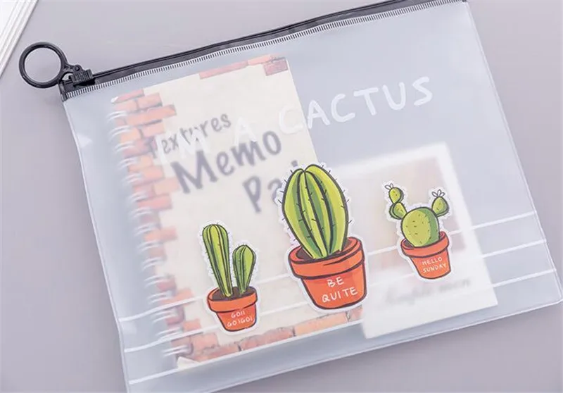 Кактус прозрачный ПВХ A5 файл папка для документов канцелярских принадлежностей мешок для Студент Дети Карандаш Чехол Коробка органайзер для поездок