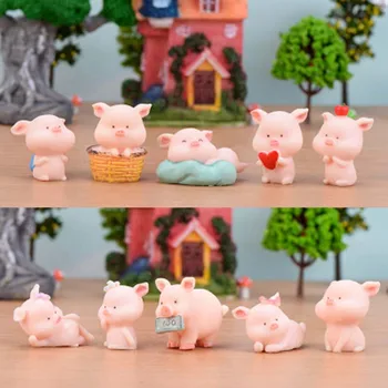 

Cute Cartoon Pig Figurine Model Animal piggy Family Ornaments Miniature kids Gift Garden Room Home Decoration Collection 1PC
