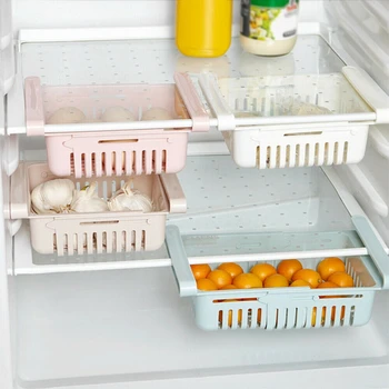 

Retractable Drawer Basket Kitchen Fridge Organizer Adjustable Hollow Out Storage Containers Suitable for Fruits Eggs Vegetables
