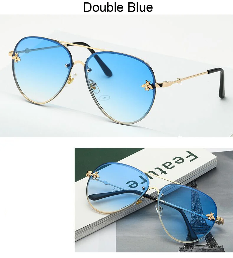 Luxury Rimless Sunglasses Women Vintage Brand Designer Metal Gradient Sun Glasses Female Ocean Mirror Aviation Oculos De Sol Women's Glasses