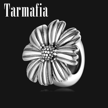 

Real Sterling Silver 925 Autumn Chrysanthemum Lucky Flower Stopper Charms Spacer Beads Fit Original Pandora Bracelet DIY Jewelry