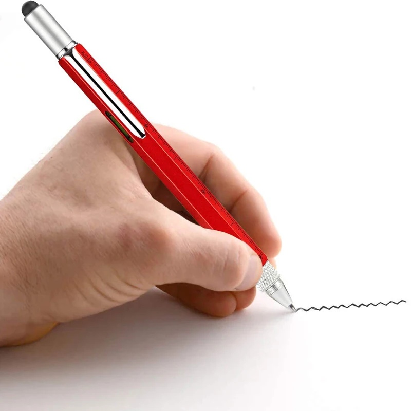 6 In 1 Multi Tool Pen Multifunction Screwdriver Precision Ruler Caliper Ballpoint Pens for Phone Touch Creativity Level Meter multifunction pen tool