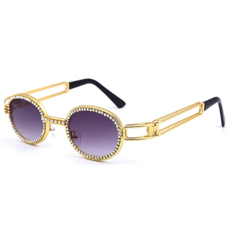 Gafas винтажные маленькие круглые женские солнцезащитные очки с бриллиантами,, фирменный дизайн, модные, стимпанк, цветные стразы, Оттенки UV400 Oculos