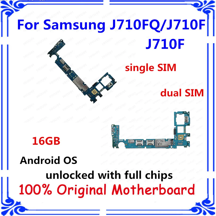 Разблокирована MB для samsung Galaxy J7 J710F J710FQ/J710F оригинальная материнская плата 16 Гб одна/две sim-панели Android OS карта с чипами