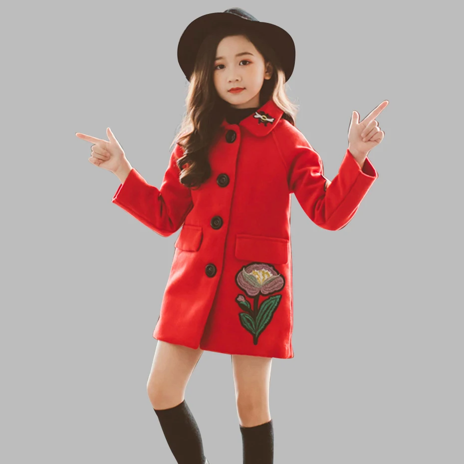 

Girls Coats Outerwear Floral Pattern Girl Coat Full Length Jacket For Children Winter Costume For Girls 6 8 10 12 14 Year