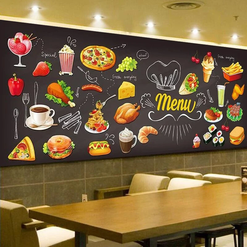 Personalized-Blackboard-Graffiti-Food-Mural-Wallpaper-Cake-Shop-Cafe-Hamburger-Shop-Restaurant-Photo-Wallpaper-Wall-Covering