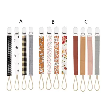 

4 Pack Baby Cotton Holder Pacifier Soother Clips Baby Pacifier Clip Chain Leash Belt Nipple Holder For Infant Feeding