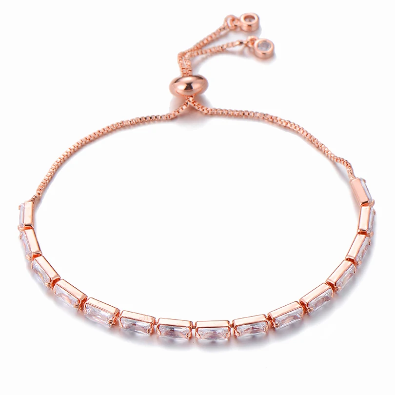 clear cz rose gold Pipitree из блестящего циркония теннисный браслет для женщин свадебный прозрачный циркониевый камень CZ браслеты ползунок цепь ювелирные изделия - Metal Color: clear cz rose gold