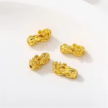 

18K gold covered PI xiu through the hole separated beads scattered beads DIY bracelet necklace beads accessories materials