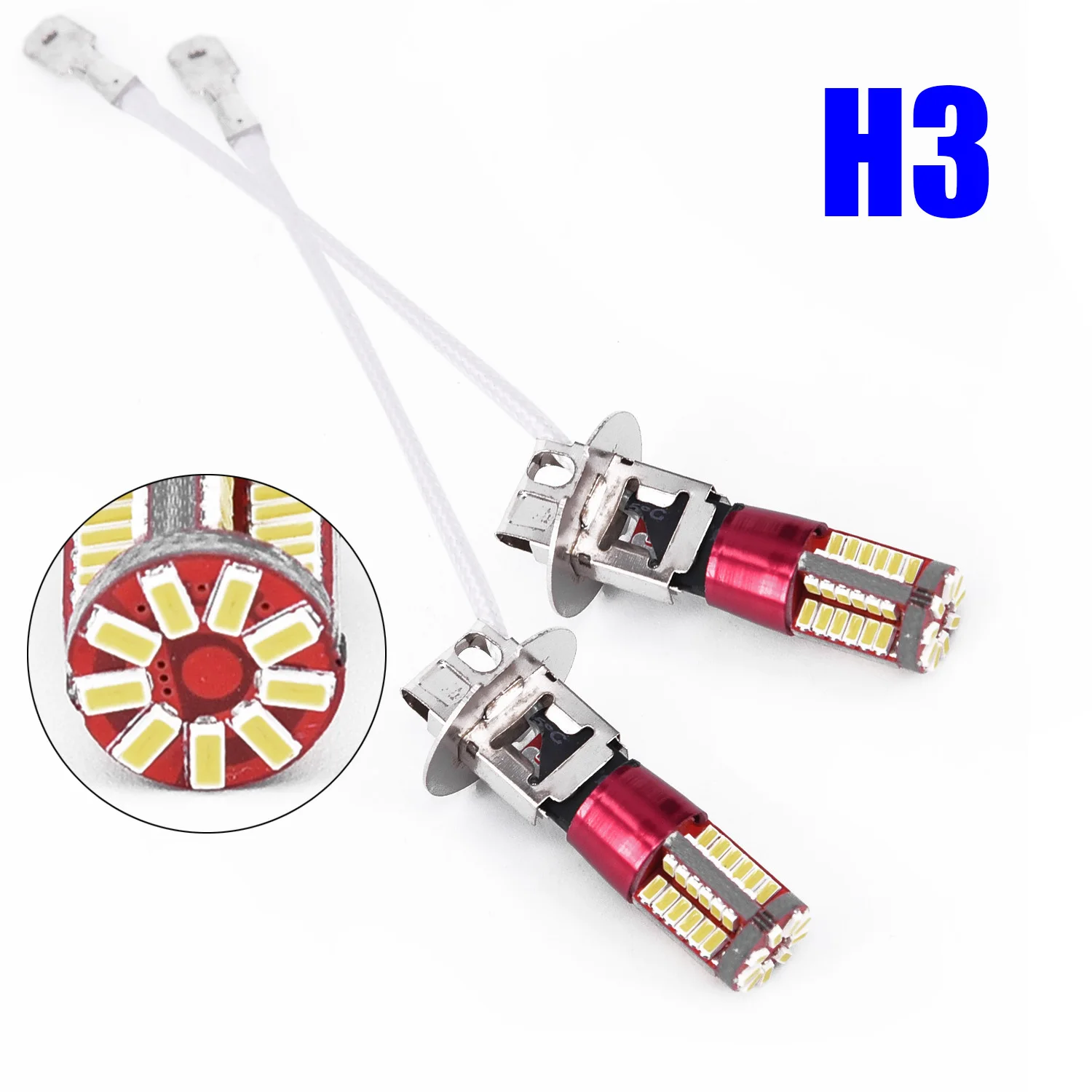 2x H3 3014 57-smd Led Автомобильная противотуманная фара Лампа 6000k яркий белый 12v 10w