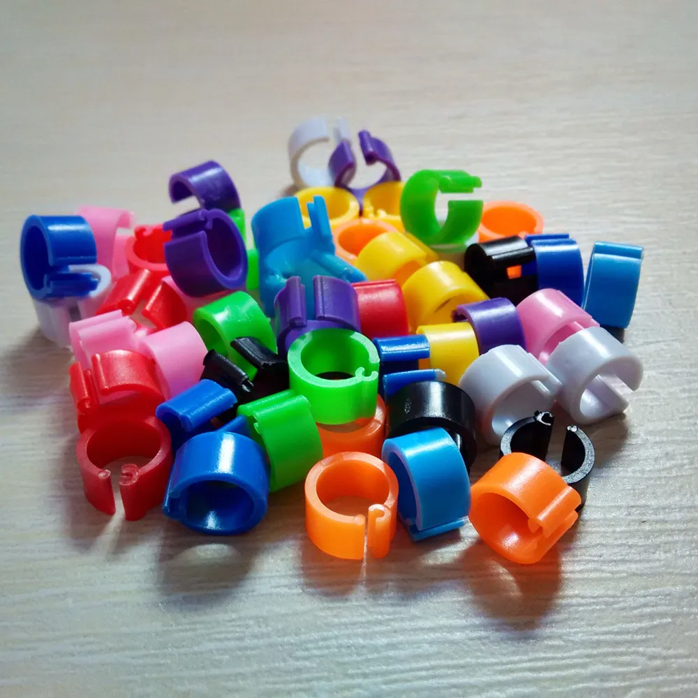 

Plastic Chicks Rings Re-use 7mm /0.27 Inch 10 colors Set kit 100Pcs 8mm Clip Poultry Band Pigeon