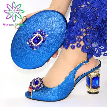 

Italian Ladies Shoes and Bags To Match Set Decorated with Rhinestone Party Shoes Bag Summer High Heeled Shoes for Women Party