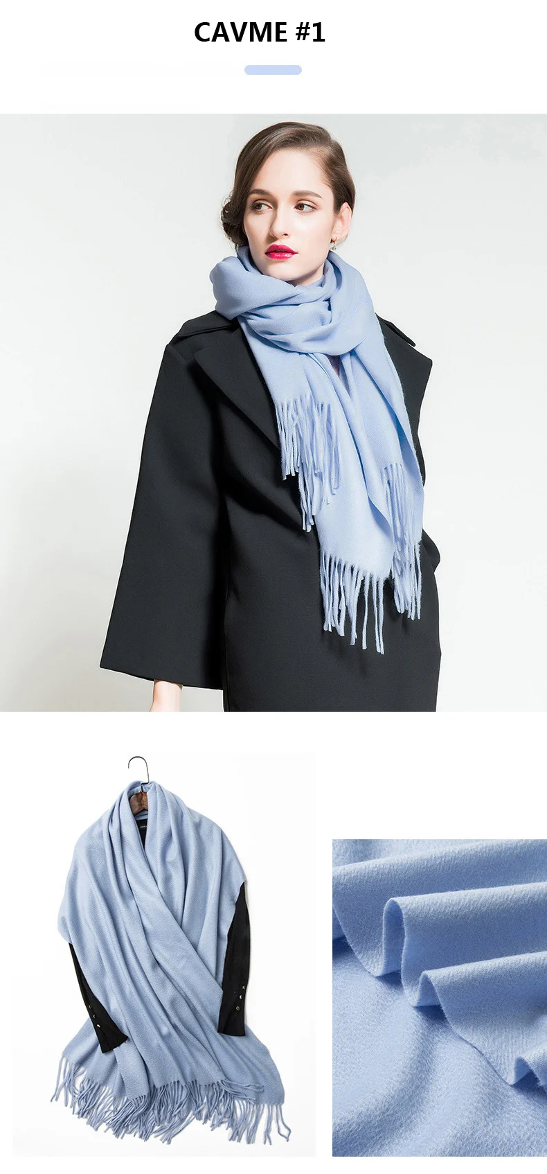 CAVME, высокое качество, кашемировый шарф для женщин, женские шарфы, одноцветные длинные шарфы с кисточками, шаль, обертывания, 70*200 см, 320 г